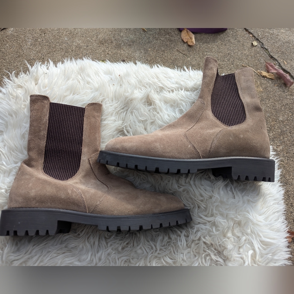 Women's Tan Brushed Leather Boots by Parfois Size 9/39